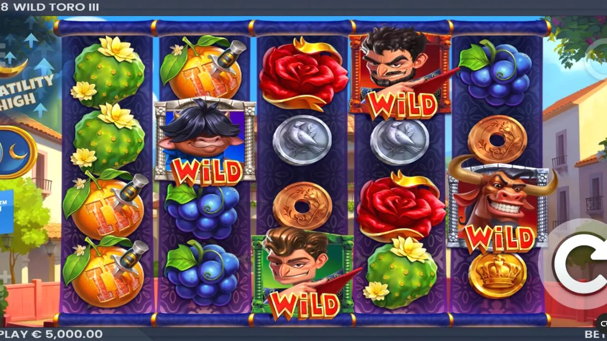 Interface do jogo Wild Toro 3 com o touro e o matador em destaque