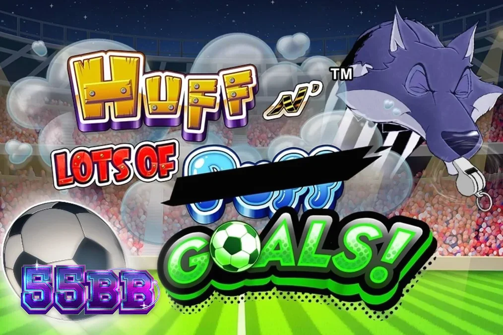 Interface do jogo Huff N' Lots of Goals com tema de futebol e porquinhos