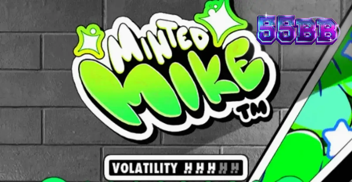 Cena urbana vibrante com o personagem Minted Mike em um slot de estilo grafite